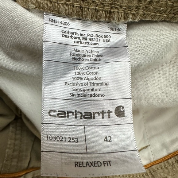 MEN’S CARHARTT MEN'S FORCE TAPPEN WORK SHORT 10” INSEAM TAN BROWN SIZE 42 - Picture 6 of 6